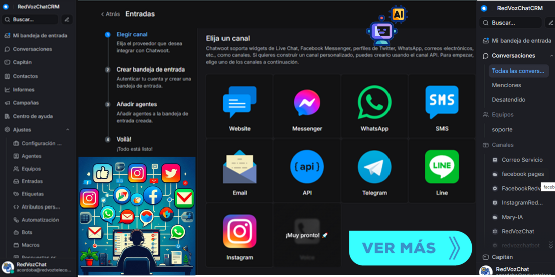 Panel de control RedVozChatCRM